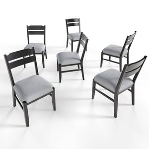 COLAMY ALVA Minimalist Bentwood Dining Chair - Black / Set of 6 ($102/pc)