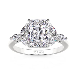 Jeulia Leaf Petal Radiant Cut Engagement Ring Pave Setting
