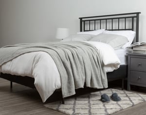 QE Home Wool Blend Blanket in Shetland, Grey, Queen