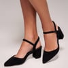 Goddiva Pointed Slingback Block Heels - Black