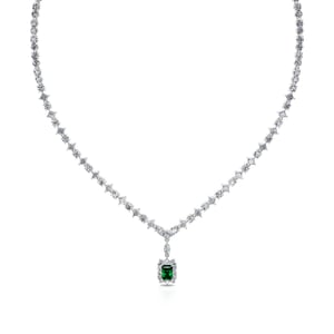 Jeulia "Love at First Sight" Radiant Cut Sterling Silver Necklace