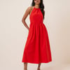 Red Halterneck Amber Midi Dress