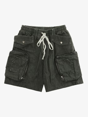 Heavy Tie Dye Multi Pockets Washed Shorts - 2088 - Blue Black / 2XL