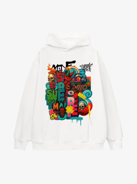 Thesupermade Devil Street Graffiti Carnival Hoodie - White / XXL
