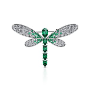 Jeulia "Nature's Wonder" Dragonfly Design Sterling Silver Brooch
