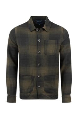 Weird Fish Ryburn Check Over Shirt Dark Olive Size XL