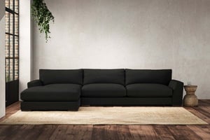 nkuku Guddu Left Hand Chaise Sofa | Make To Order | Grand | Brera Linen Charcoal