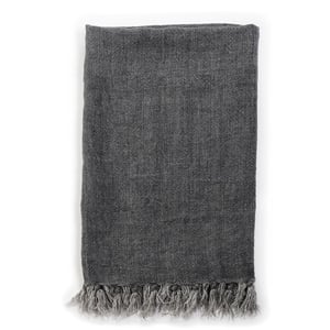 Montauk Linen Throw Blanket   Charcoal