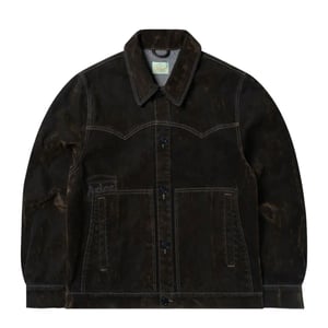 Aries Worn Flock Denim Car Coat Green