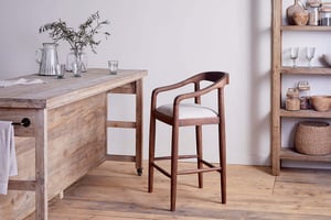 nkuku Anbu Acacia Upholstered Counter Dining Chair | Seating | One Size | Washed Walnut