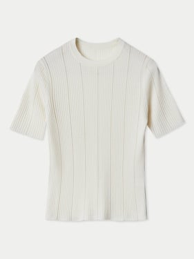 Ajour-Knit Cashmere Silk Top - XL / whisper white / WK0967-7015