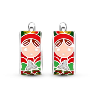 Jeulia "Make a Smile" Enamel Sterling Silver Earrings