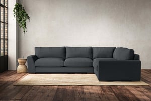 nkuku Guddu Large Right Hand Corner Sofa | Make To Order | Recycled Cotton Mercury | No Colour