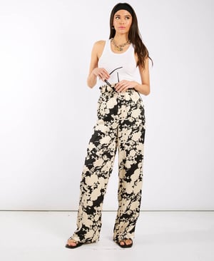 Black and Ivory Printed Wide Trousers - 18
