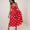 Red Polka Dot Halterneck Lilah Midi Dress