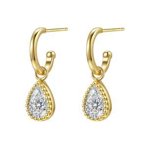 April Diamond Birthstone Hoop Earrings Sterling Silver