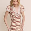 Brown Gingham Lace Trim Aida Midi Dress