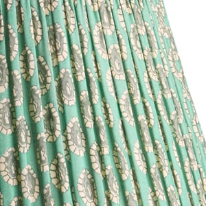 30cm empire shade in aqua block printed Dotty gathered cotton by GP & J Baker