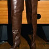 AKIRA Azalea Wang Halina Croc Stiletto Boot | Brown | Size 7