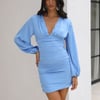 Play The Game Satin Mini Dress Blue