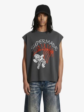 Fun Graphic Print Boxy Silhouette T-Shirt - Dark Gray / L