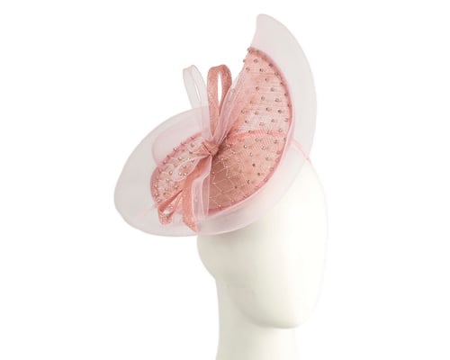One-of-a-kind dusty pink racing fascinator by Max Alexander