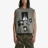 Ripped Graphic Patch Sleeveless Vest - Gray-Green / M