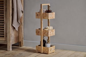 nkuku Sukha Mango Wood Storage Caddy | Bathroom | One Size | Natural