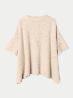 Rib-Knit Cashmere Poncho - One Size / biscotti / WK750-0281/0000