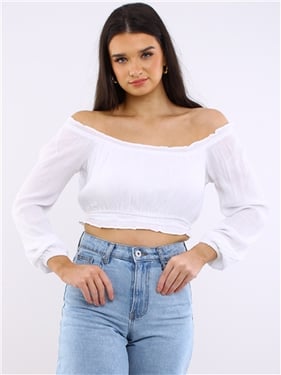 Brave Soul Neren Milkmaid Co-Ord Top - White - 8