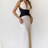 Shadow Bloom Halter Mesh Maxi Dress Cream