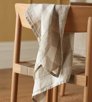 Natural Gracie Gingham 100% Linen Tea Towel