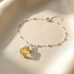 Raw Citrine November Birthstone Silver Bracelet