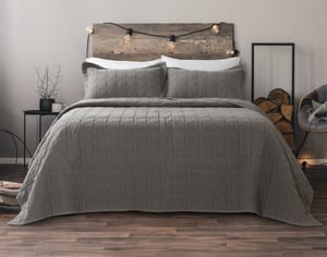 QE Home Bear Crossing Quilt Set, Geometric, Grey, Queen