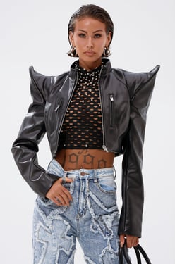 AKIRA Straight To The Point Moto Jacket | Black | Size Medium