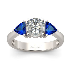 Jeulia Three Stone Round Cut Sterling Silver  Ring