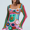 AKIRA Crochet All Day Colorblock Mini Dress | Size Large