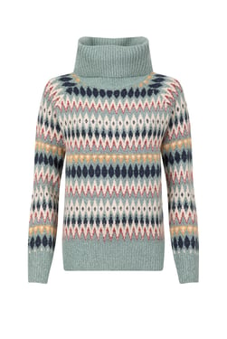Weird Fish Annecy Fair Isle Roll Neck Jumper Sea Mist Size 18
