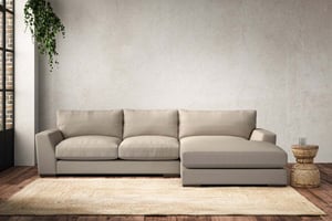 nkuku Guddu Right Hand Chaise Sofa | Make To Order | Medium | Recycled Cotton Stone
