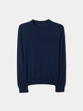 Women C-Neck Cashmere Sweater - XL / mood indigo / WK1074-7019/0000