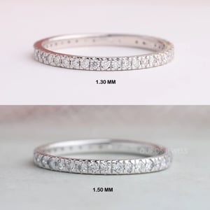 Round Cut Lab Grown Diamond Eternity Band - 925 Sterling Silver -  1.30 MM / 7.00 US
