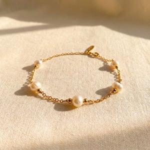 Freshwater Pearl Bridesmaid Wedding Gold Bracelet