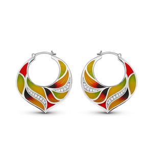 Jeulia "Bold & Bright" Multicolored Enamel Sterling Silver Earrings