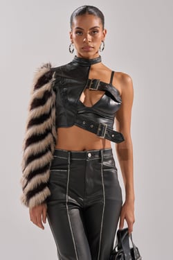 AKIRA High And Low Fur Blouse | Black | Size 1X/2X