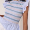 Blue Striped Shirred Top
