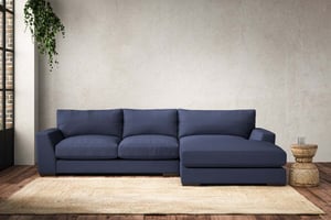 nkuku Guddu Right Hand Chaise Sofa | Make To Order | Medium | Recycled Cotton Navy