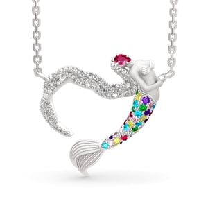 Jeulia "Ocean's Light" Sterling Silver Mermaid Gift Necklace for Valentine's Day