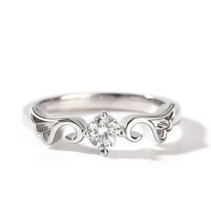 Jeulia "Angel Wings" Round Cut Sterling Silver Ring
