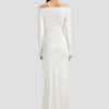 Victoria Beckham Off-Shoulder Gown In Ivory - 10 - Womens