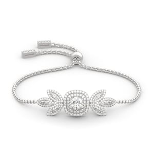 Jeulia Double Halo Cushion Cut Sterling Silver Bracelet